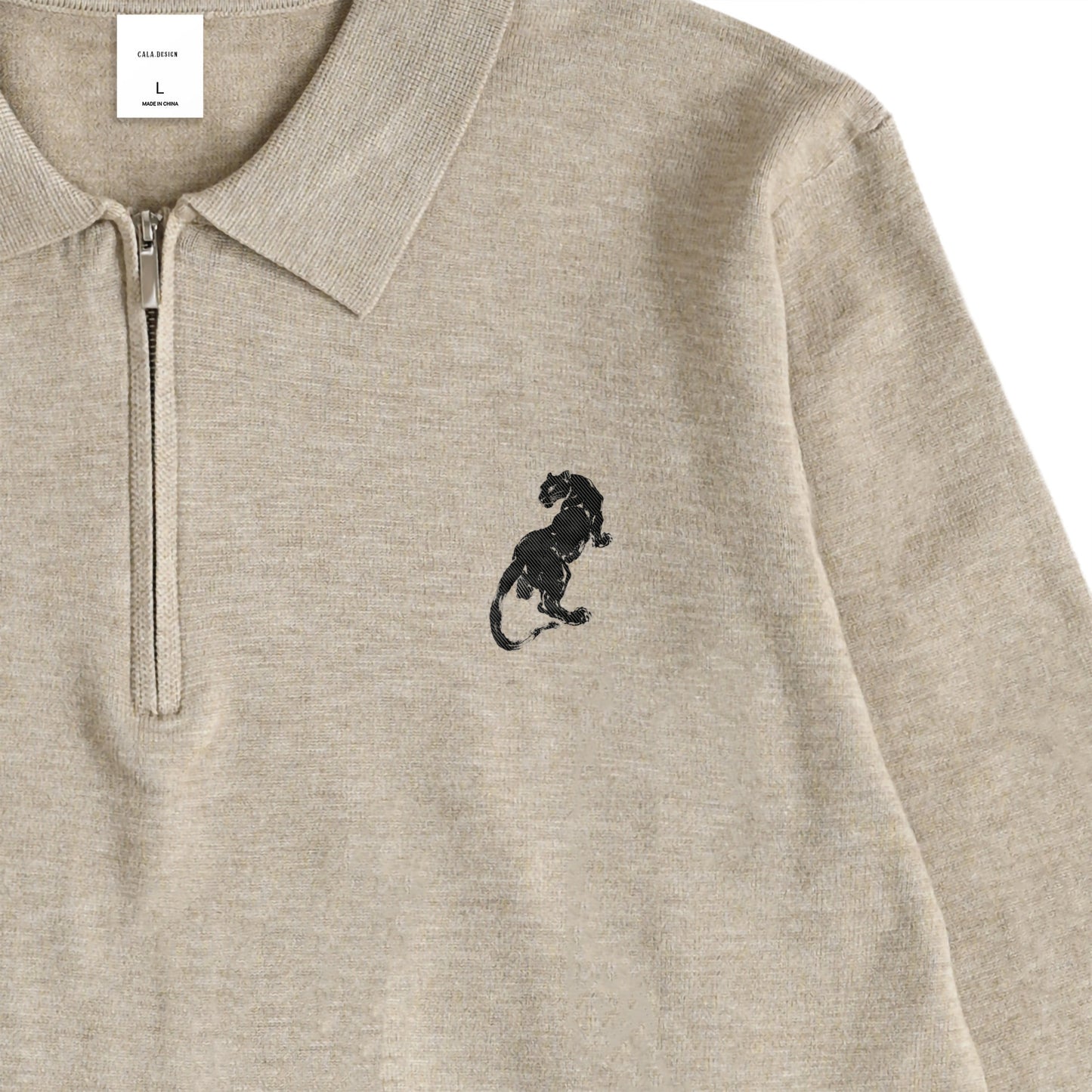 "Panther Knit Polo" 4 colors beige image
