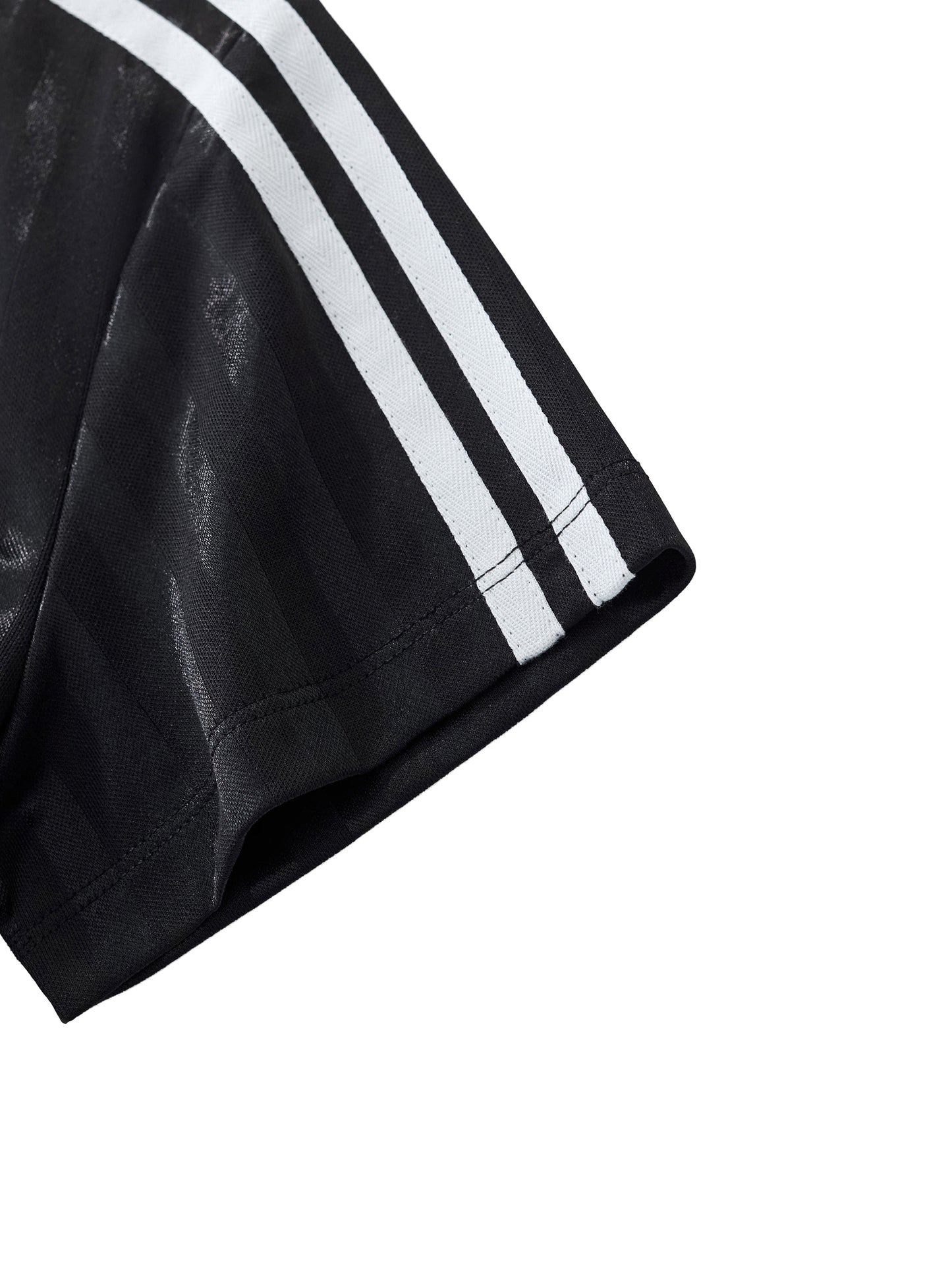 Contrast Collar Striped Cropped Jersey Black