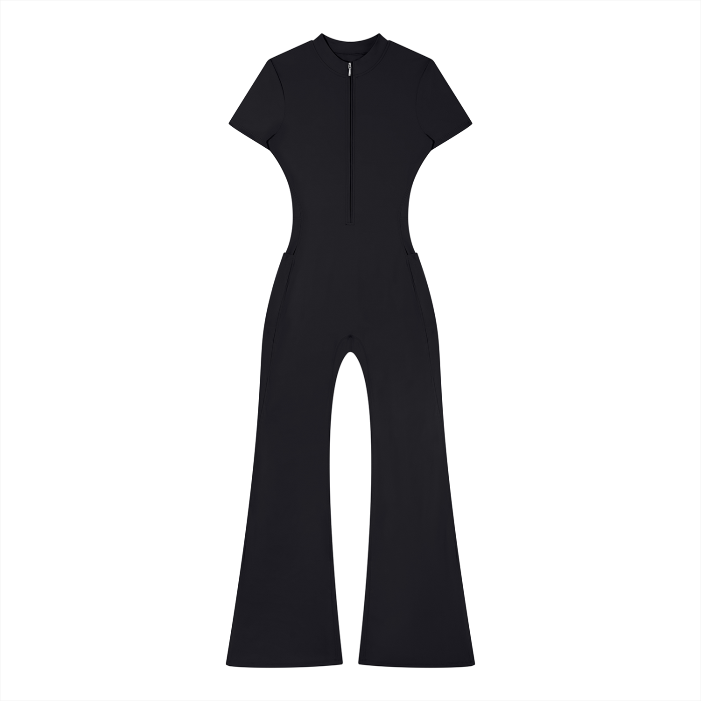 "RIZZ" Women’s Tight Flared Leg Quarter-Zip Jumpsuit 5 colors