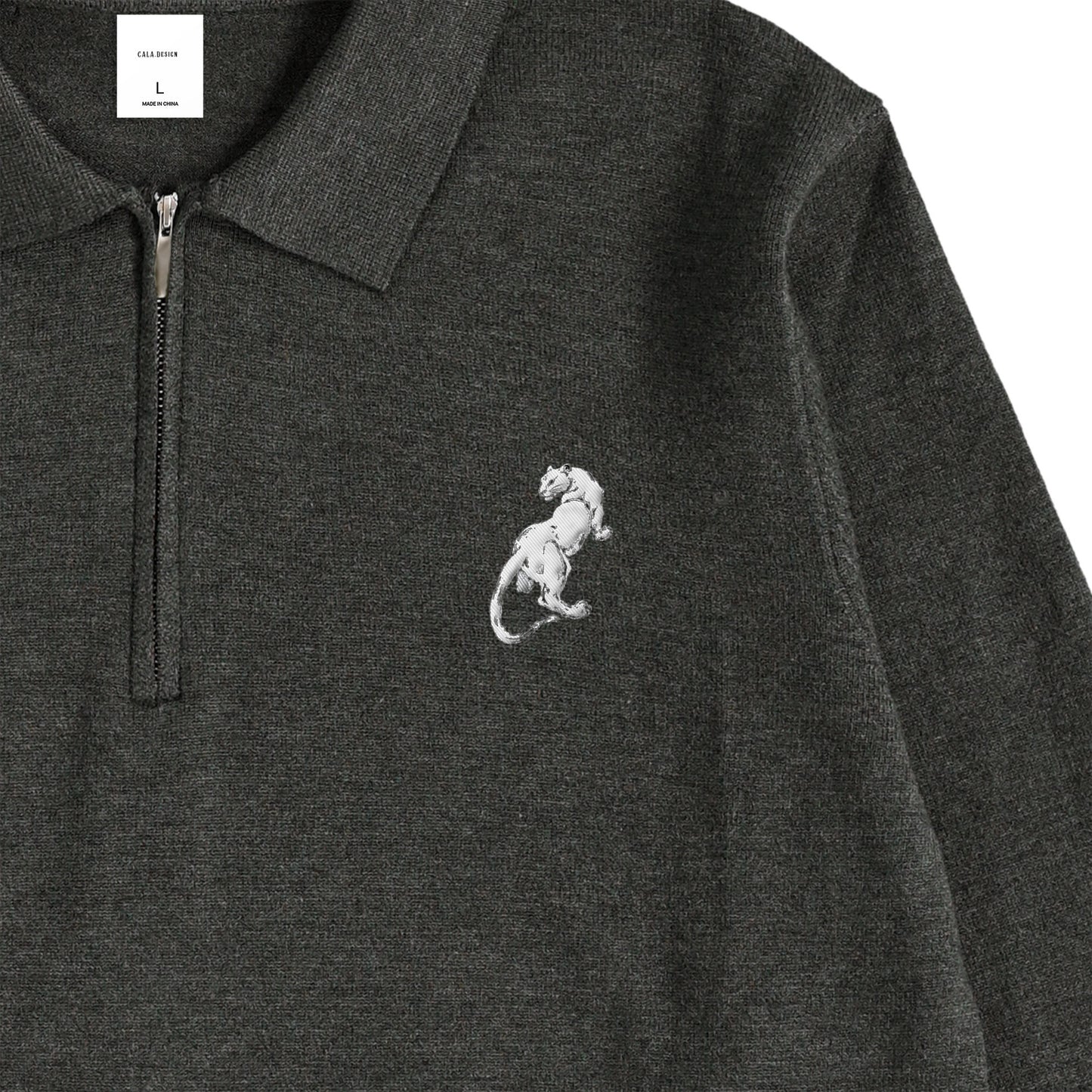 "Panther Knit Polo" 4 colors charcoal image