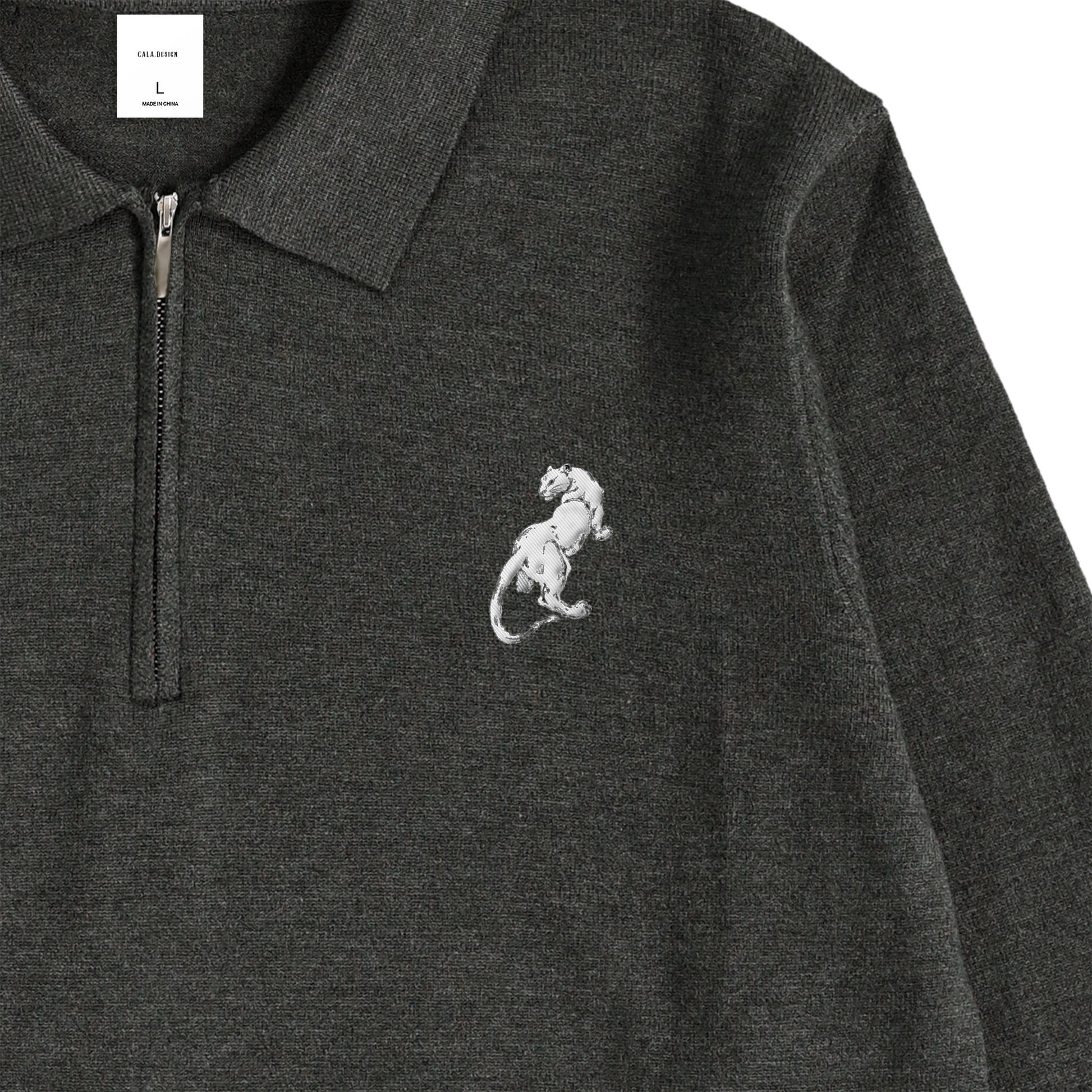 "Panther Knit Polo" 4 colors charcoal image