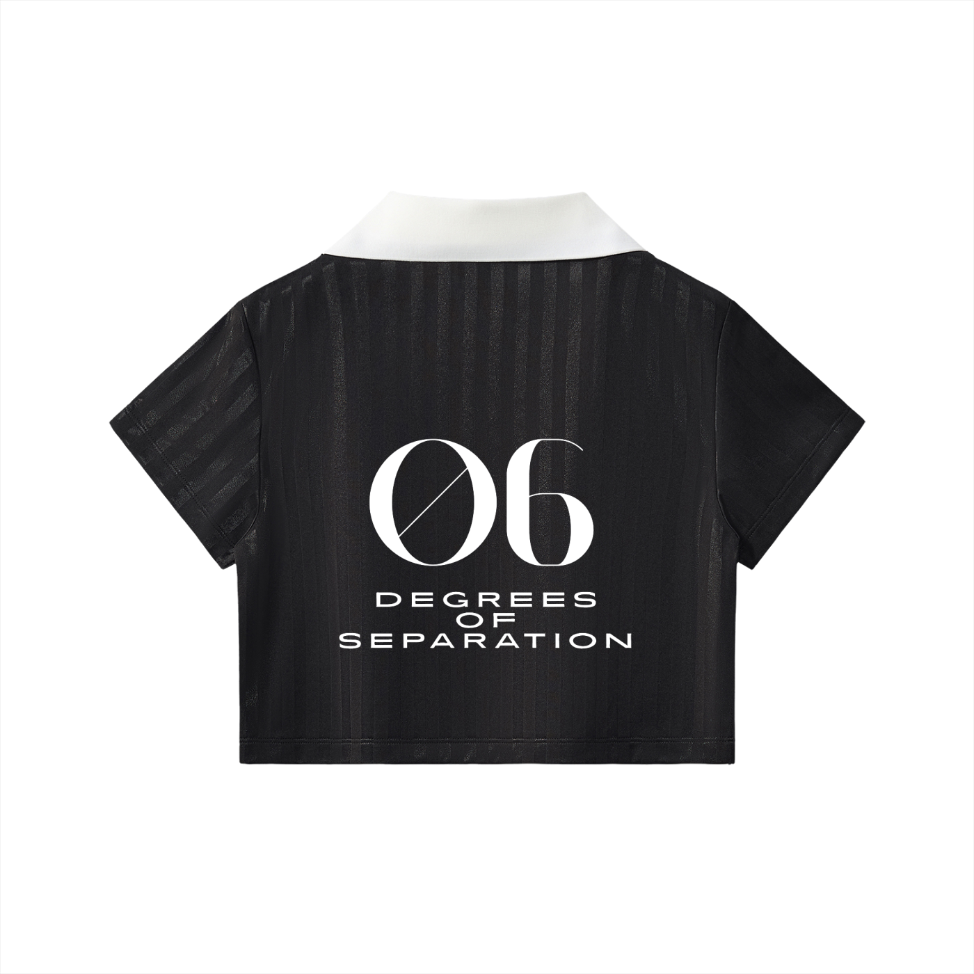 Contrast Collar Striped Cropped Jersey Black