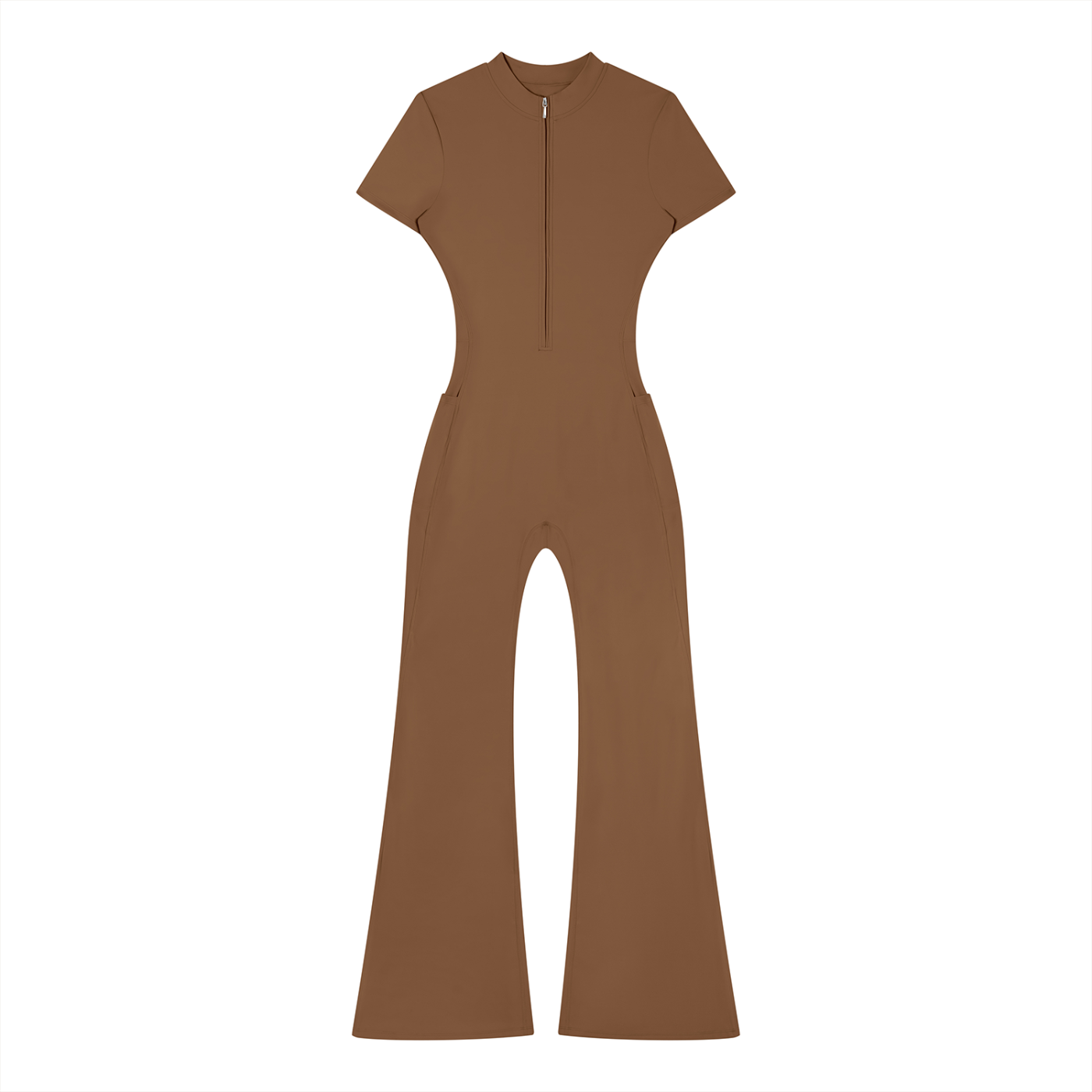 "RIZZ" Women’s Tight Flared Leg Quarter-Zip Jumpsuit 5 colors