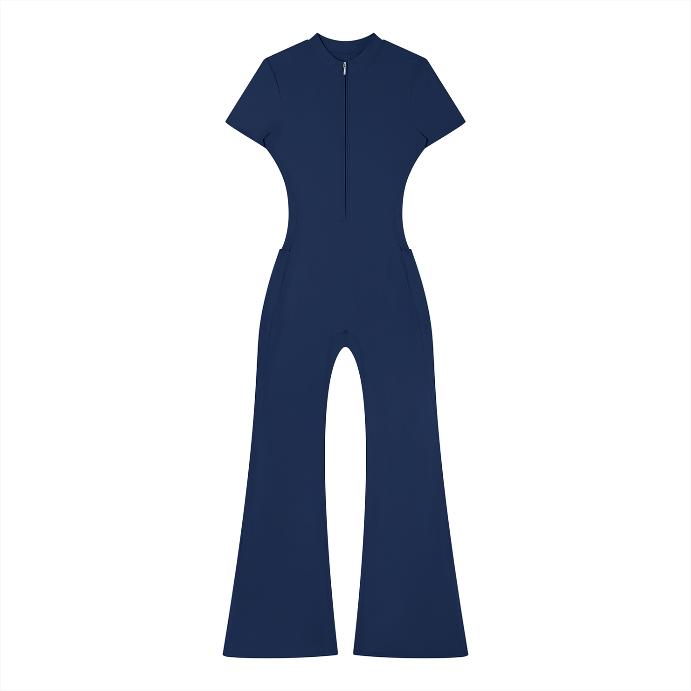 "RIZZ" Women’s Tight Flared Leg Quarter-Zip Jumpsuit 5 colors