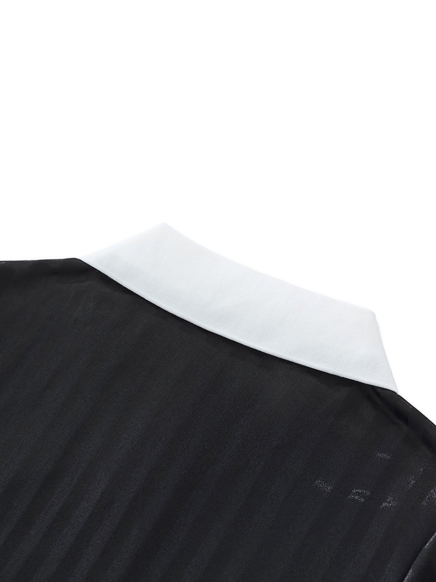 Contrast Collar Striped Cropped Jersey Black