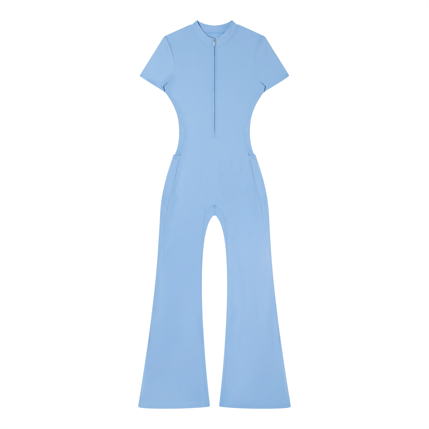 "RIZZ" Women’s Tight Flared Leg Quarter-Zip Jumpsuit 5 colors