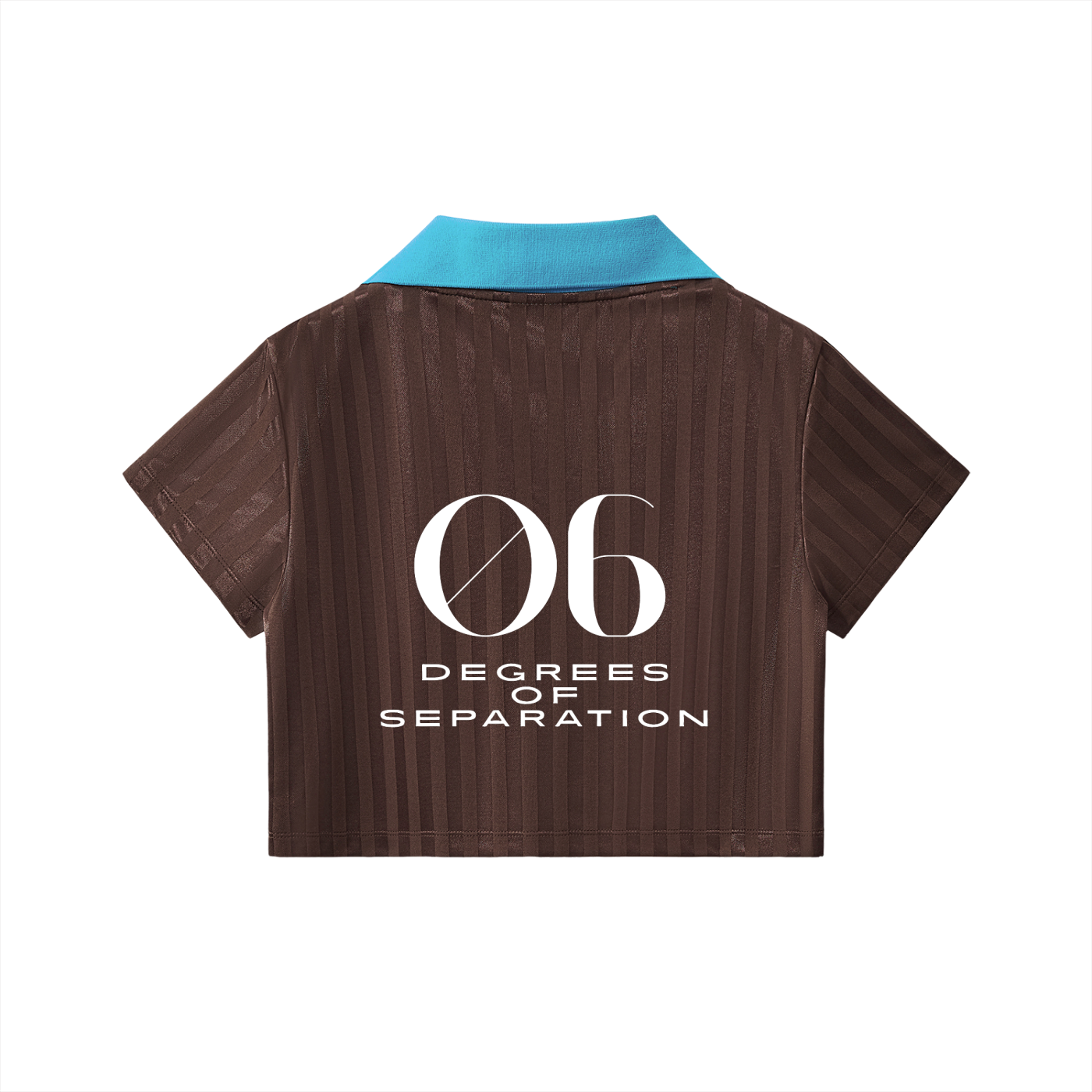 Contrast Collar Striped Cropped Jersey Coffee