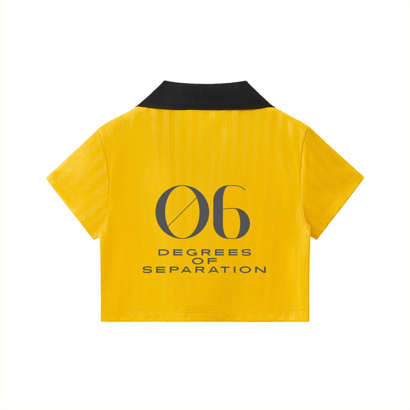 Contrast Collar Striped Cropped Jersey Yellow